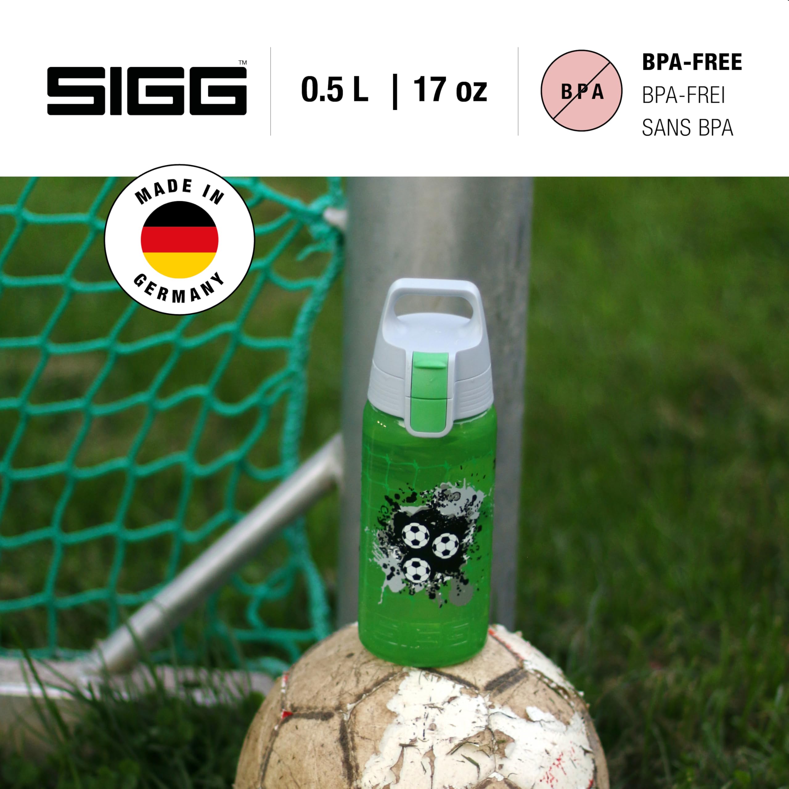 SIGG - Kids Water Bottle - Viva One Football - Leak-Proof Lid - Dishwasher - Bpa Free - Sport and Bike - One Hand Children's Drink Bottle - 17 Oz